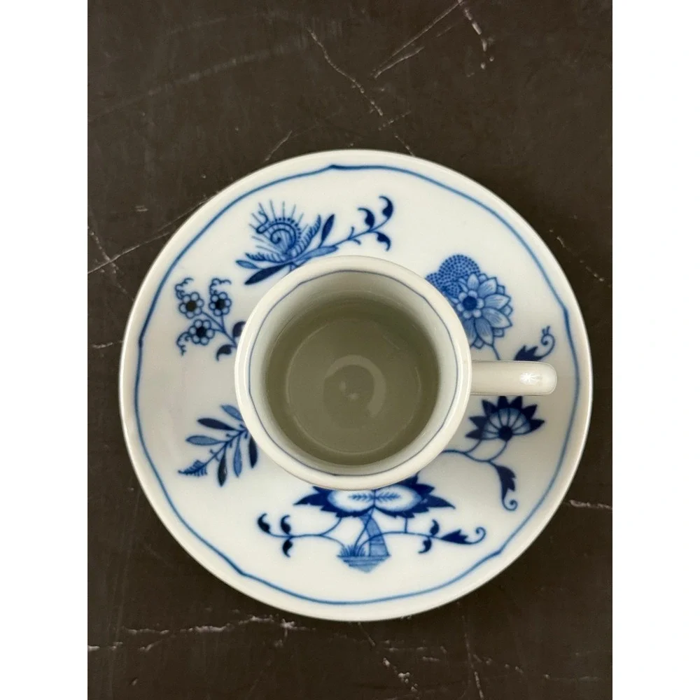 VTG Blue Danube Blue Onion Porcelain Irish Coffee Cup and Saucer READ